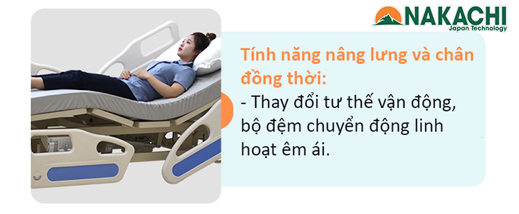 Tính năng nâng chân và nâng gối đồng thời giường y tế A15